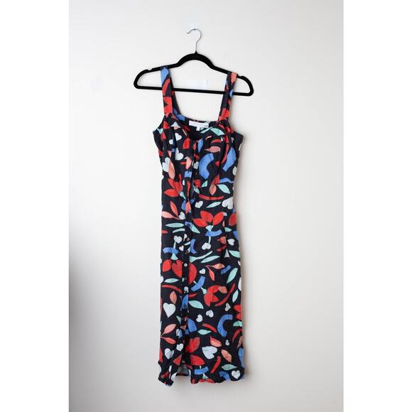 Hunter Bell Anderson Black Floral Linen Dress - Size 4 - Picture 2 of 6